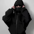 Devil Lembo Baskılı Siyah Samuray Kar Maske Sweatshirt Hırka