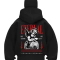 Eternal Baskılı Siyah Samuray Kar Maske Sweatshirt Hırka