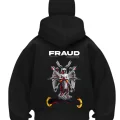 Fraud Design Baskılı Siyah Samuray Kar Maske Sweatshirt Hırka