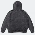 Gri Yıkamalı Kumaş Kapüşonlu Sweatshirt