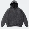 Gri Yıkamalı Kumaş Kapüşonlu Sweatshirt