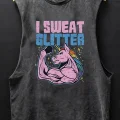 I Sweat Glıtter Baskılı Unisex Oversize Yıkamalı Atlet