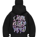 I Think Baskılı Siyah Samuray Kar Maske Sweatshirt Hırka
