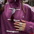 Mor Çizgili Retro Armor Oversize Unisex Ceket
