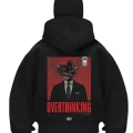 Overthınkıng Baskılı Siyah Samuray Kar Maske Sweatshirt Hırka