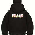 Peace Baskılı Kar Maskeli Ninja Unisex Sweatshirt Hırka