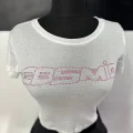 Pembe Taşlı Cosmic Beyaz Crop Top