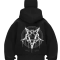 Satan Devil Baskılı Siyah Samuray Kar Maske Sweatshirt Hırka