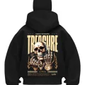 Treauser Baskılı Siyah Samuray Kar Maske Sweatshirt Hırka