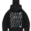Where Mind Baskılı Siyah Samuray Kar Maske Sweatshirt Hırka