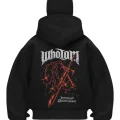 Who Iam Baskılı Siyah Samuray Kar Maske Sweatshirt Hırka