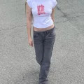 Y2k Çizme Baskılı crop
