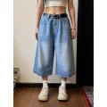 SUPER BAGGY İŞLEMELİ DENİM BERMUDA ŞORT