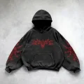 Yıkamalı Punk Gothic Kapüşonlu Sweatshirt