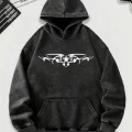Yıkamalı Skeleton Kapüşonlu Sweatshirt Hoodie