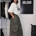 Yüksek Bel Baggy Kargo Pantolon – Kamuflaj & Basic