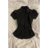 Siyah Vintage Mini Puff Sleeve Goth Y2K Kısa Kollu Gömlek