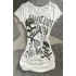 Beyaz Gothic Skulls Control Geniş Yaka Kısa Kollu Crop