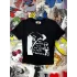 Siyah Kadın Üste Oturan Kalıp Bel Boy Crop Baskılı Bisiklet Yaka Baby Tee