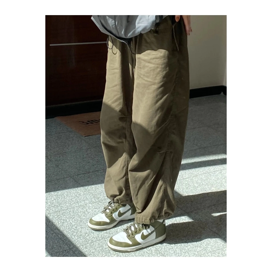Haki Yeşil Tactical Baggy Bol Kalıp Bel Ve Paçası Lastikli Pantolon