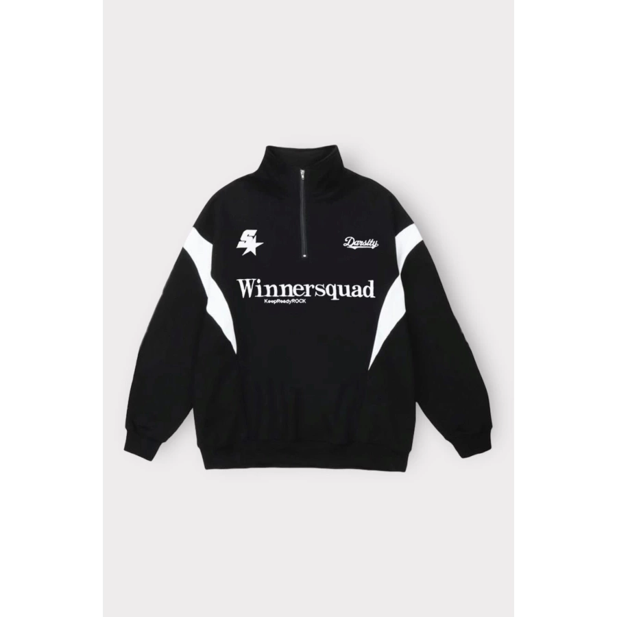 Siyah Yarım Fermuarlı Winnerquad Sweatshirt