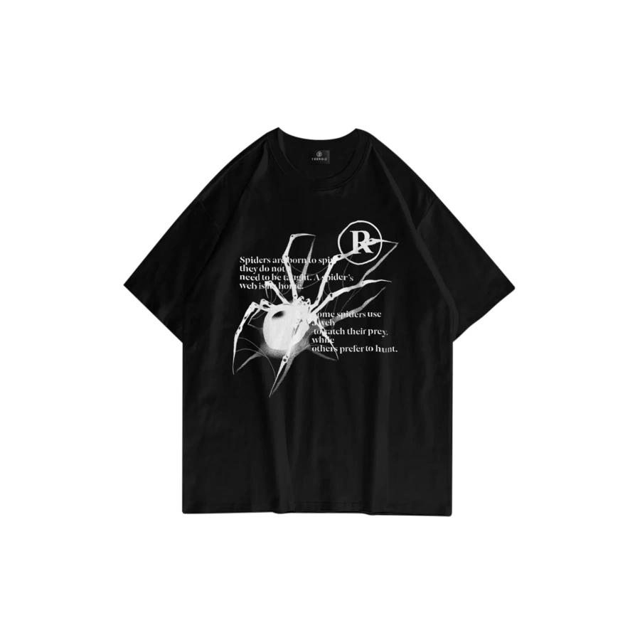 Y2k Tech Unisex R Spider Tshirt Siyah