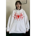 Beyaz Kapüşonlu Spiderman Ağ Şardonlu Sweatshirt