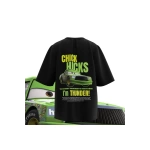 Chick Car Detail Önü Düz Siyah Tekli Oversize Unisex T-shirt