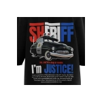Sheriff Car Detail Önü Düz Siyah Tekli Oversize Unisex T-shirt