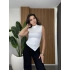 Dik Yaka Asimetrik ve Büzgülü Crop
