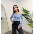 Mavi Düşük Omuz Bluz