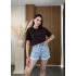 Mini Katlamalı Kot Şort