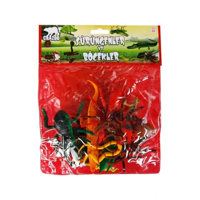 0716 Sürüngenler ve Böcekler Poşetli Hayvan Oyun Seti 13lü