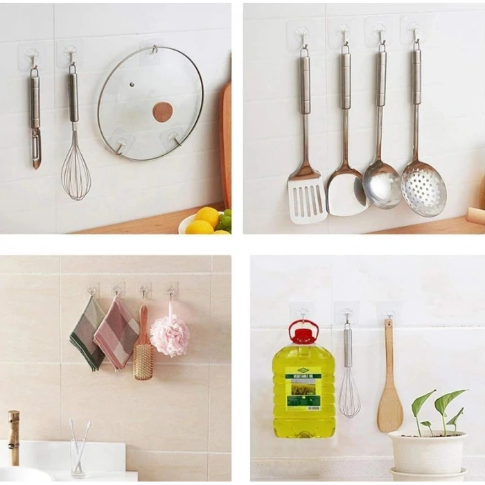 10 ADET Kendinden Yapışkanlı Şeffaf Askı