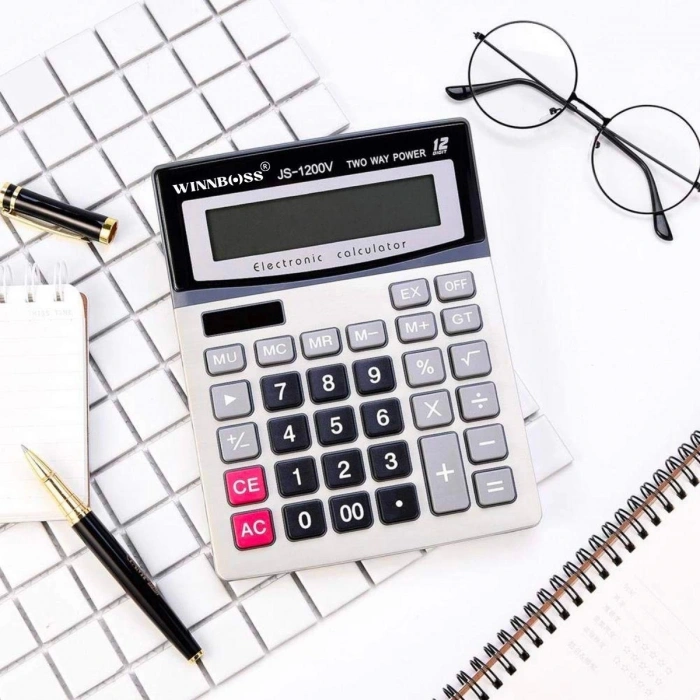 12 Haneli Geniş LCD Ekran, Pilli Büyük Düğmeli Hesap Makinesi (5148)