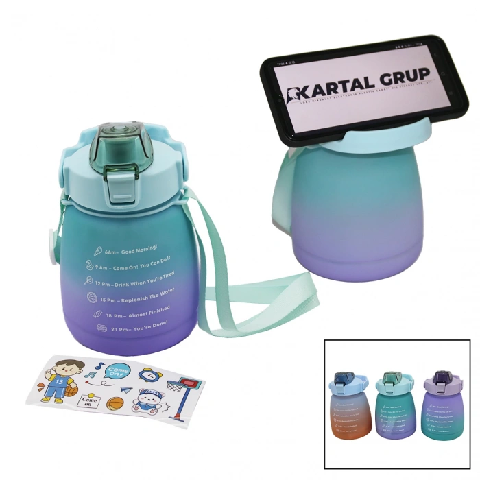 1.3LT - TOMBUL PİPETLİ RENKLİ PLASTİK SULUK MATARA KİLİTLİ KAPAKLI - TELEFONLUKLU (5148)