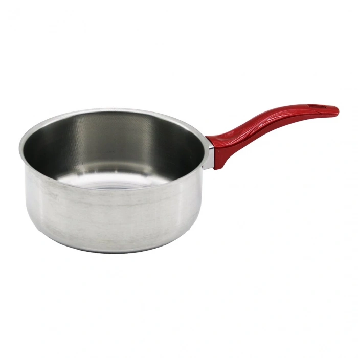 14cm   Kırmızı Plastik Kulp   Çelik  Sos Tava (5148)