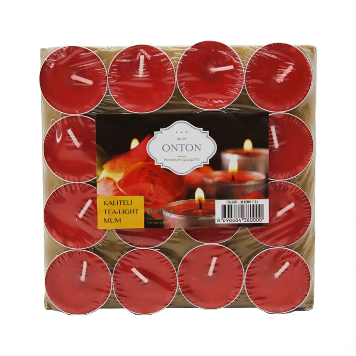 16 Parça  Kırmızı Tea Light Yuvarlak Mum (5148)