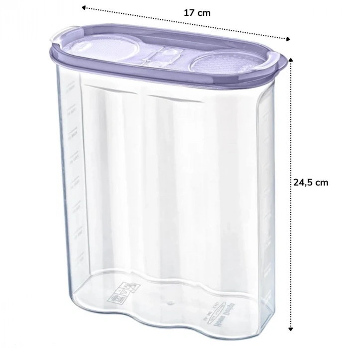 Timion 2 Kapaklı Ölçekli Erzak Kuru Gıda Saklama Kutusu Kabı 2,4 Litre-sa940 (5148)