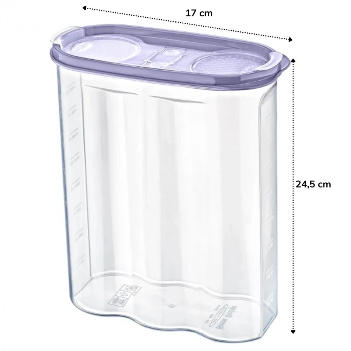 2 Kapaklı Ölçekli Erzak Kuru Gıda Saklama Kutusu Kabı 2,4 Litre-sa940 (5148)