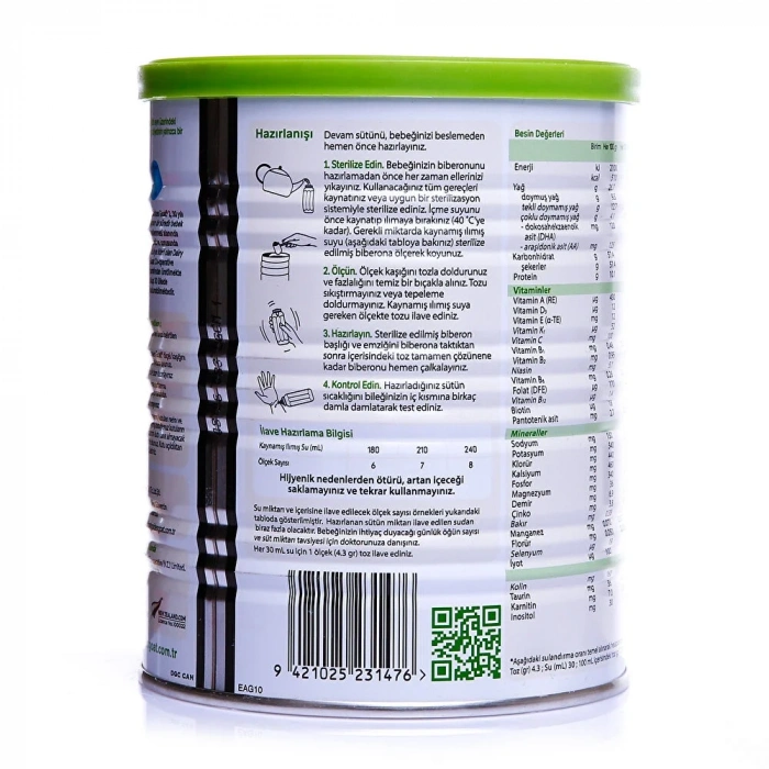 2 Keçi Sütlü Devam Sütü 6-12 Ay 400 Gr