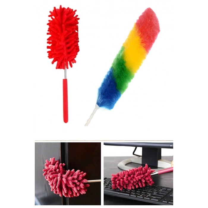 2 li Set Mikrofiber Teleskobik Toz Alma -Antistatik Toz Püskülü Duster (5148)