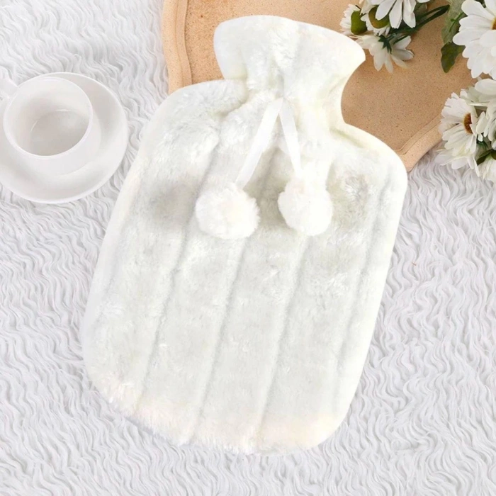 2 Litre Ponponlu Peluş Sıcak Su Torbası 1.Sınıf Kauçuk Malzeme (5148)