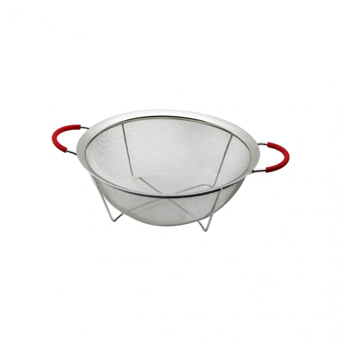22cm Tel Sepet Metal Süzgeç Silikon Kılıflı Kulp Metal Çerçeve - Ayak (5148)