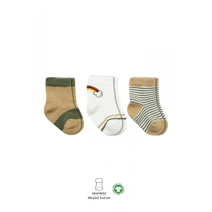 Timion 3Lü Penye Rainbow Soket Çorap BS10113 Nil