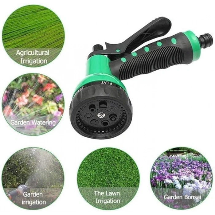 30 Metre Spiral Hortum + 4 Fonksiyonlu Özel Sulama Tabancası (5148)