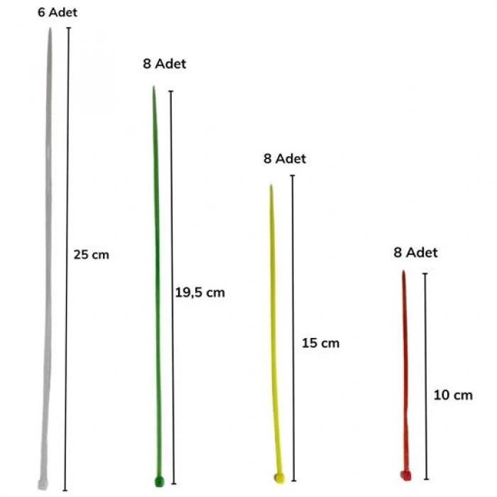 30 Parça Plastik Kablo Kelepçe Seti Kablo Düzenleyici Bağlama Bantları (5148)