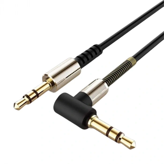 3.5mm AUX Kablosu Jak Erkek Erkek L Tipi 1 Metre Ses Aktarım Kablosu (5148)