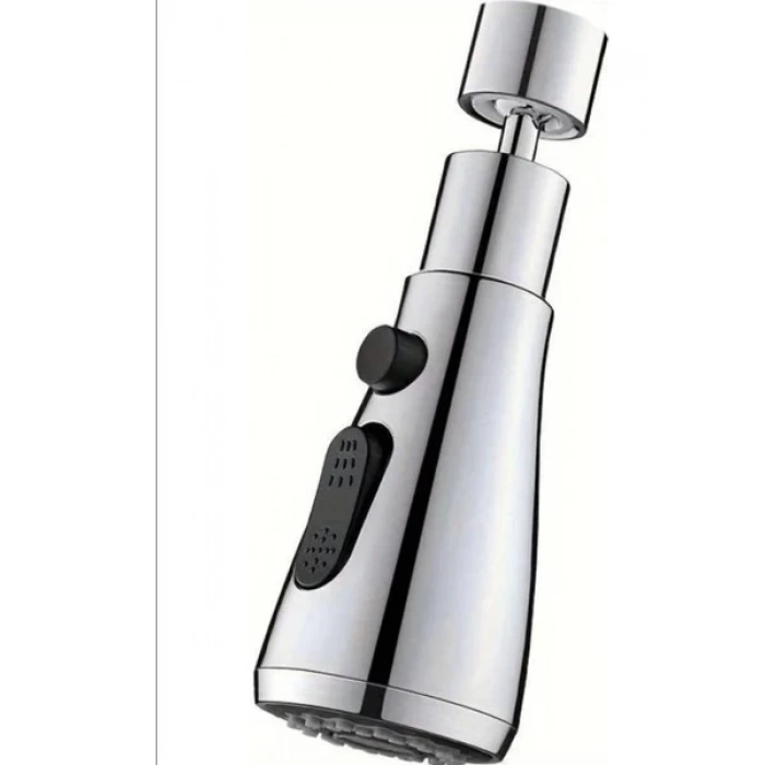 360 DERECE DÖNEBİLEN- 3 MOD  KROM YAĞMUR PÜSKÜRTME BORULU KUBAR MUSLUK UCU  (5148)