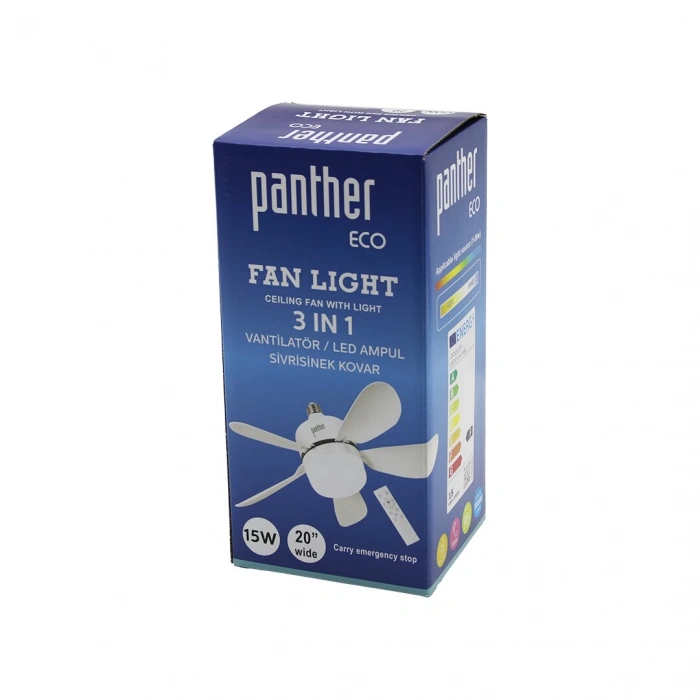 3in1 Vantilatör - Led Ampul - Sivrisinek Kovar Kumandalı 20 İnç 15w 3-kademe Hız 18x52cm Brkt-137252 (5148)